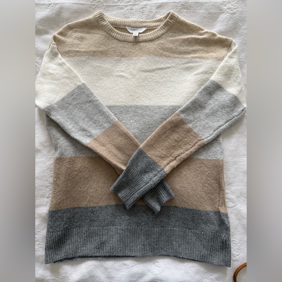 Time and Tru - Neutral Striped Crewneck Sweater - Size Small (4/6) - Picture 3 of 5